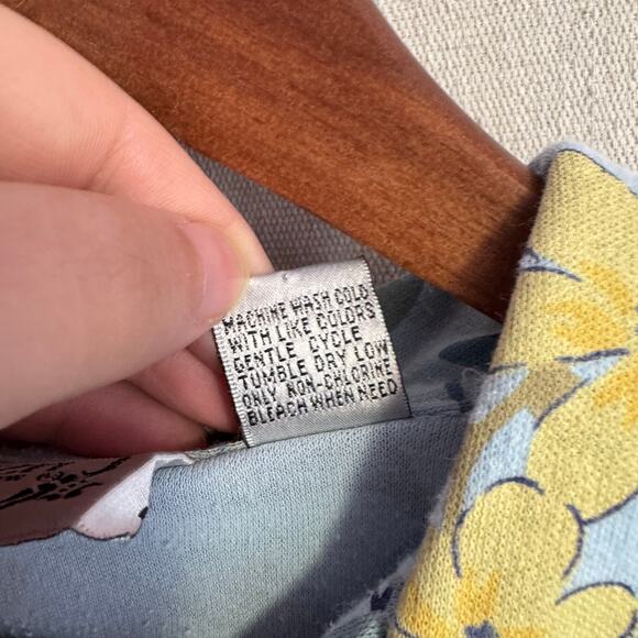 Bizzit Collection Vintage Set Size L Blue Floral 2 Piece Sleeveless Dress  Shirt - Picture 4 of 13